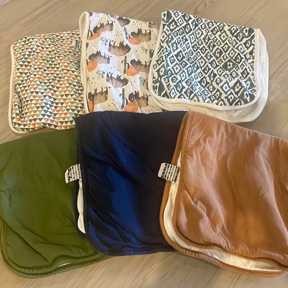 Copper Pearl burp cloths